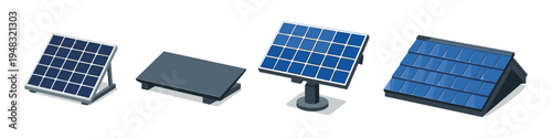 Collection of different types of solar panels for renewable energy generation