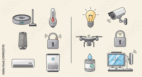Collection of smart home devices and technology icons (1)