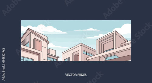 Modern buildings against a sky with scattered clouds