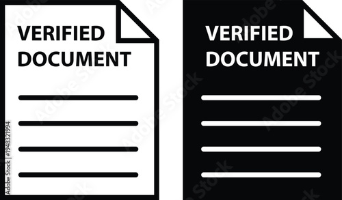 Two verified document icons in black and white on a clean background