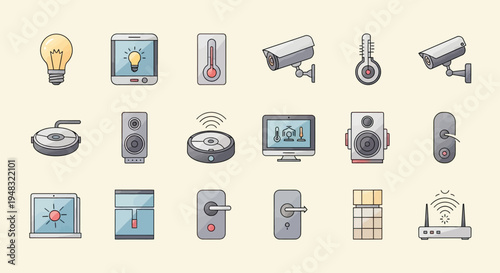 Collection of smart home devices and icons (1)