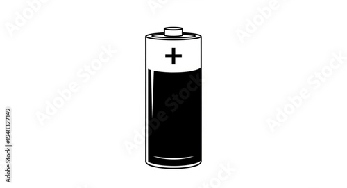 Illustration of a Single Battery Cell with Positive Terminal Marked.