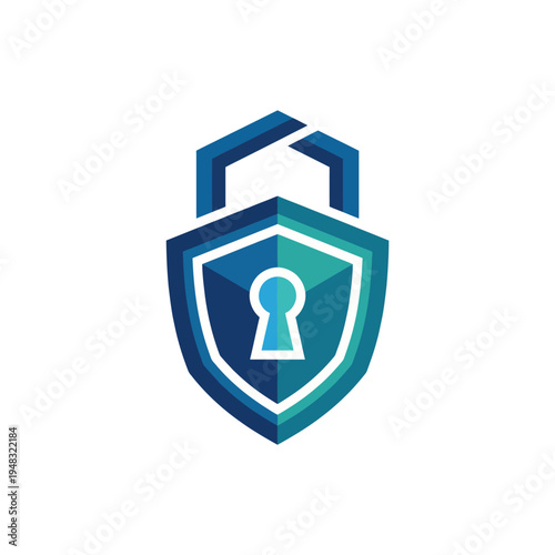 This image features a modern shield design with a lock symbol, depicting themes of security, protection, and confidentiality, ideal for tech and safety companies.