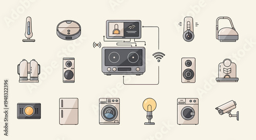 Collection of smart home devices connected wirelessly
