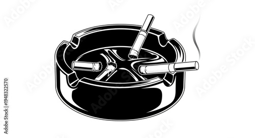 Cigarettes in an ashtray with smoke, a symbol of addiction.
