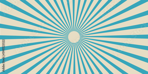 Retro vintage spiral wavy sun rays, blue background pattern, radial spiral stripes, comic ray stripes, grunge texture, circus, carnival, summer background, vector illustration.