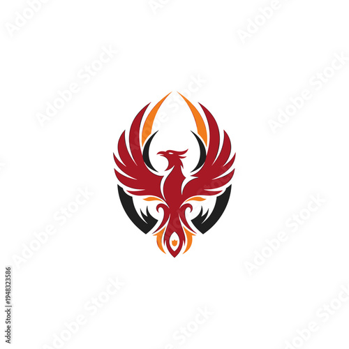 A vibrant red and orange phoenix bird logo with outstretched wings, set against a dark circular background, symbolizing strength and rebirth.