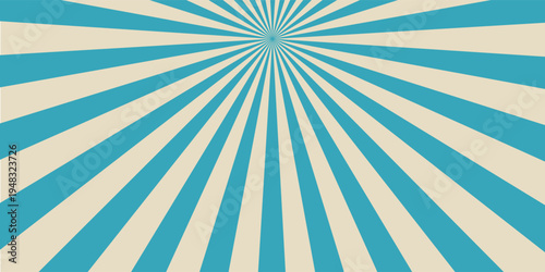 Retro vintage spiral wavy sun rays, blue background pattern, radial spiral stripes, comic ray stripes, grunge texture, circus, carnival, summer background, vector illustration.