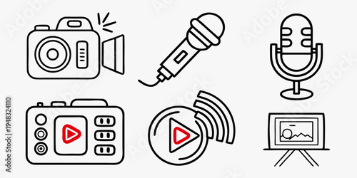 a collection of media and recording icons Vector
