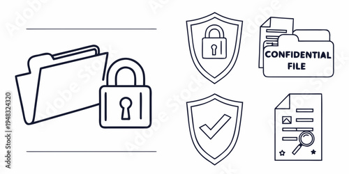 a collection of security and confidentiality icons Vector