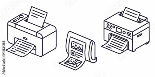 three different types of office printers Vector