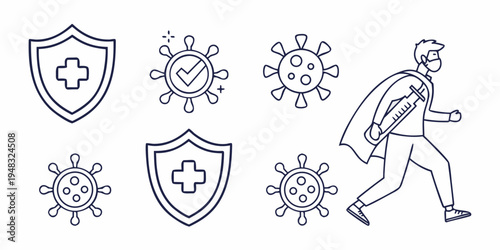 a superhero protecting against viruses and bacteria Vector