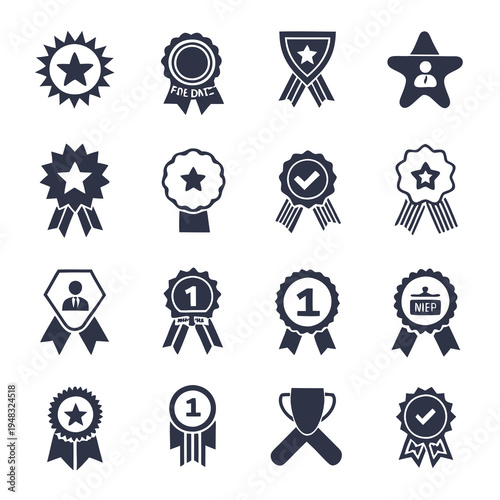 Set of simple flat vector awards and trophy icons