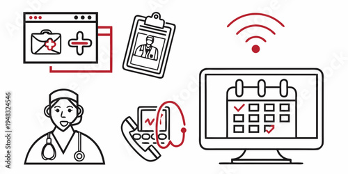 remote healthcare services with online appointment scheduling Vector