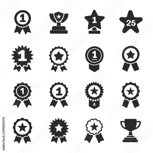 Vector icons of awards, rewards and champion achievements