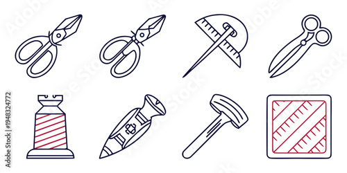 a collection of tools and objects for crafting and construction Vector