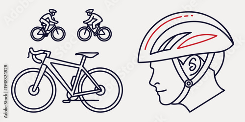 a bicycle helmet and bicycles for safety Vector