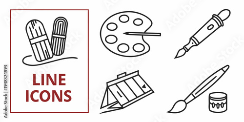 a collection of artistic tools and supplies Vector