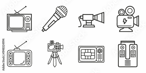 a collection of television and film production icons Vector