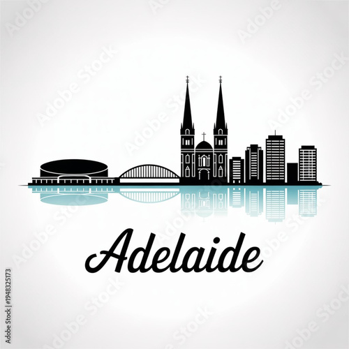 Wallpaper Mural Adelaide Australia Skyline Silhouette — Historic Australian City Vector Illustration Torontodigital.ca