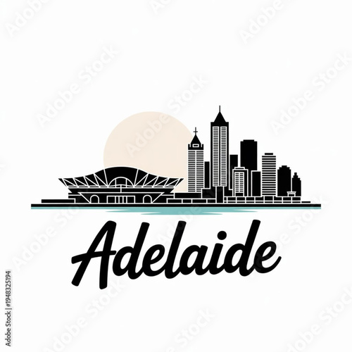 Wallpaper Mural Adelaide Australia Skyline Silhouette — St Peter’s Cathedral and River Torrens Convention Centre Vector Illustration Torontodigital.ca