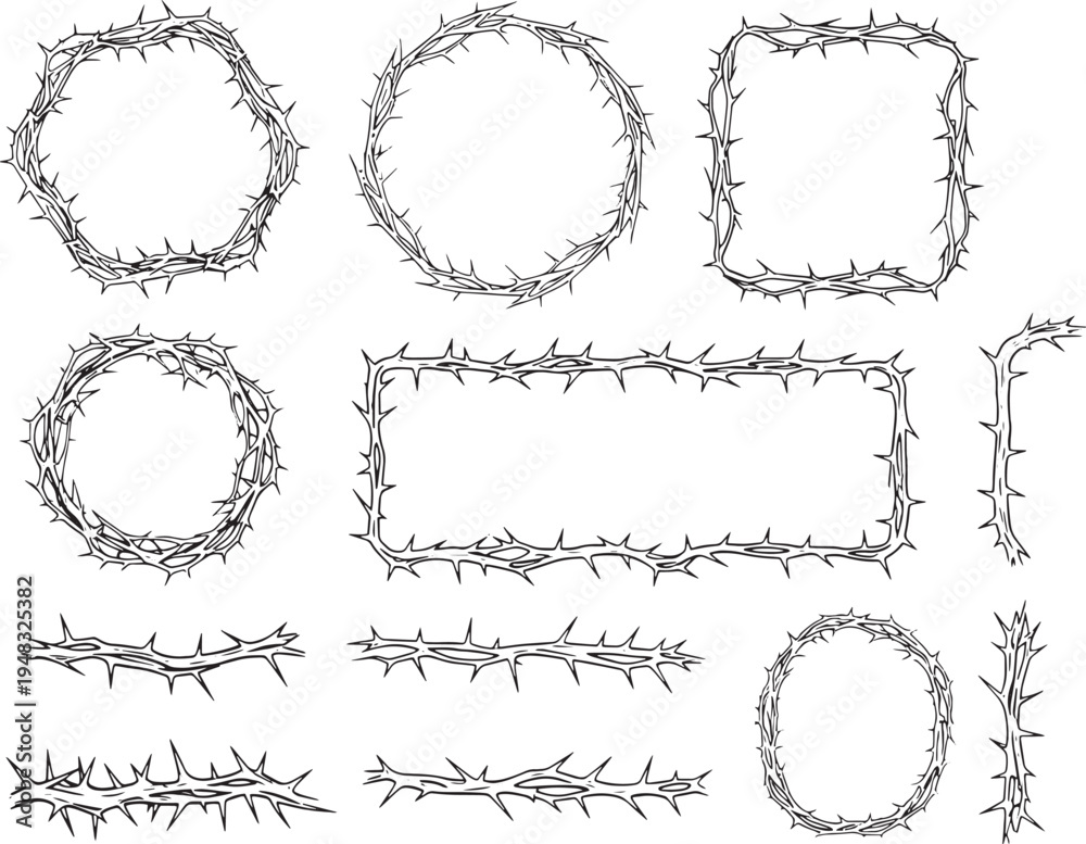 Obraz premium Creative Thorny Branch Frames Collection