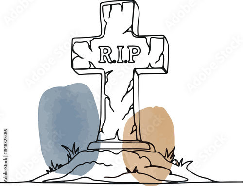 Vector illustration of a tombstone with RIP text