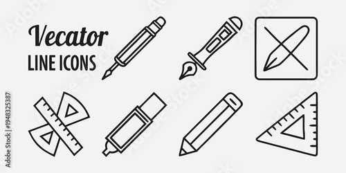 a set of drawing and writing icons Vector