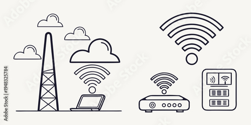 wireless network and internet connectivity Vector