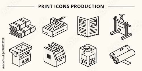 a collection of various printing machines and equipment Vector