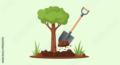 Planting Arbor on a Sunny Day Under Tree with Shovel