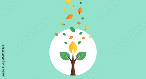 A vibrant Arbor on a beautiful Day with leaves and petals flying around it.