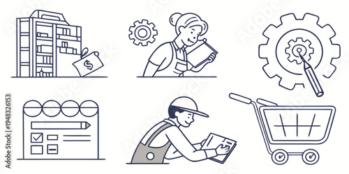 a set of ecommerce and business related icons Vector