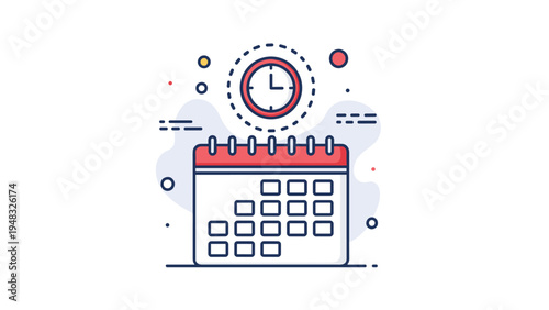 Time management and scheduling concept featuring a wall calendar with a clock symbol for professional deadline planning.
