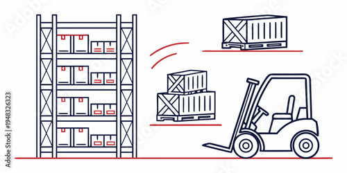 a forklift is moving a pallet of boxes Vector