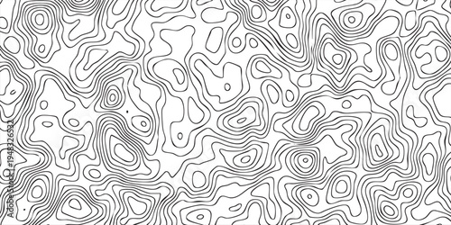 Minimal geographic relief pattern, flowing topography curves creating abstract terrain islands in monochrome style.