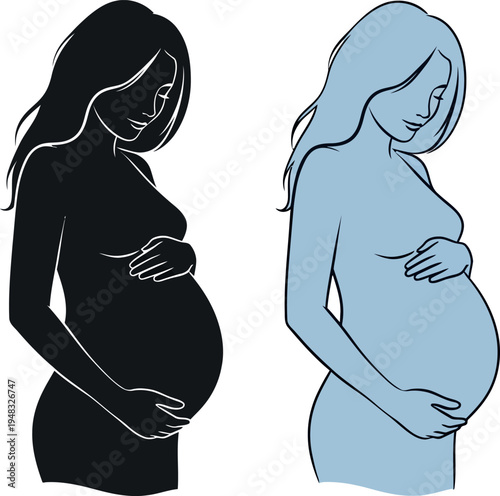 Pregnant women silhouettes illustration