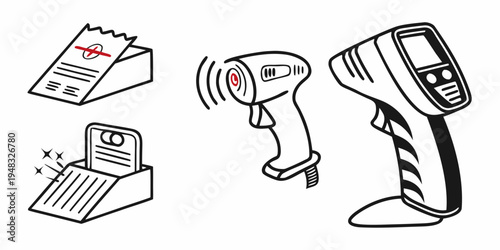 barcode scanner and documents with qr code Vector