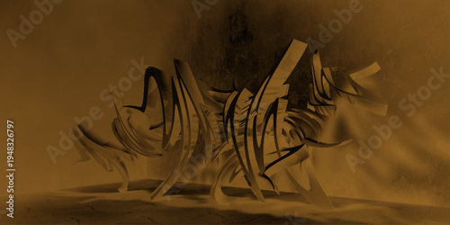 Abstract Artistic Creation: A dynamic and intriguing abstract art piece, rendered in warm sepia tones, features intricate, layered forms and energetic lines, evoking a sense of movement and depth.