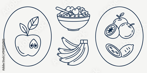 a set of icons featuring various types of fruit Vector
