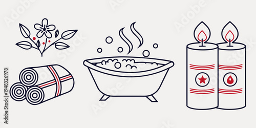 a set of illustrations for a relaxing spa day Vector