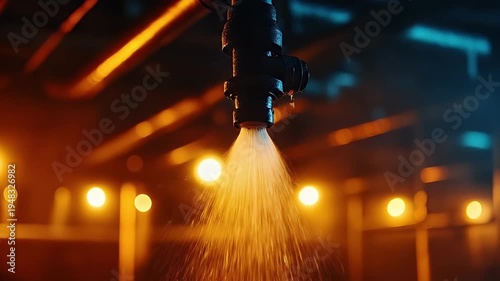 Wallpaper Mural Industrial fire sprinkler water spray fire protection safety system emergency equipment industrial warehouse interior fire prevention ceiling sprinkler head water pressure emergency safety system Torontodigital.ca