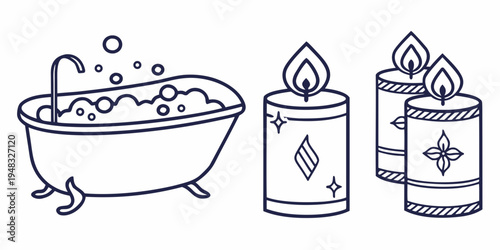 a bathtub and three candles Vector
