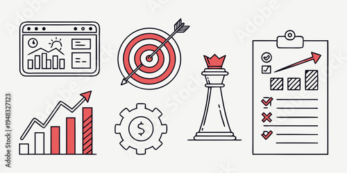 a set of business strategy icons Vector