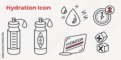 a set of icons related to hydration and fitness Vector