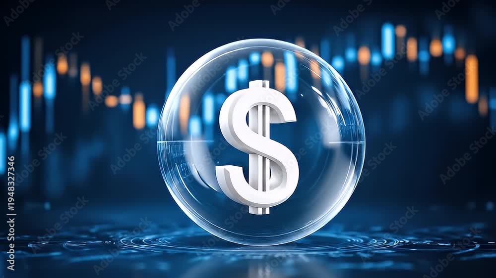 custom made wallpaper toronto digitalFinance investment dollar currency stock bubble market economy risk concept with glowing dollar currency symbol inside transparent bubble over digital stock market chart background illustrating