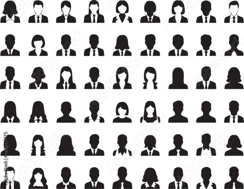 Diverse Human Silhouettes Collection Professional Business Setting