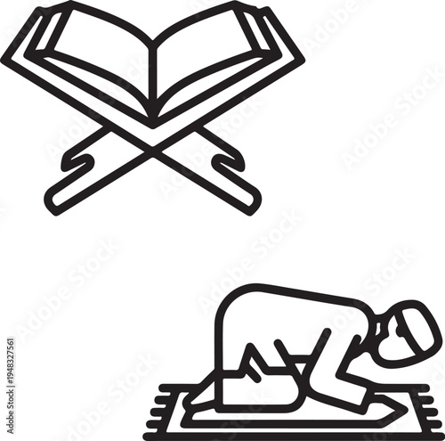 Set of 2 Islamic prayer icons vector