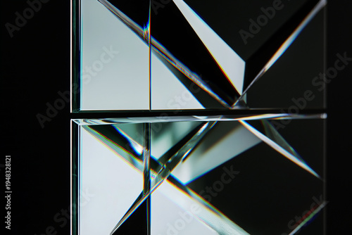 Abstract close up of a crystal structure reflecting and refracting light creating geometric patterns high-quality