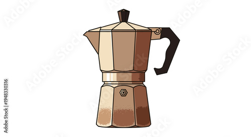 Vintage Moka Pot Coffee Maker Illustration